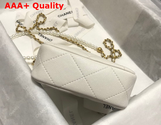 Chanel Phone Bag in White Grained Calfskin Replica