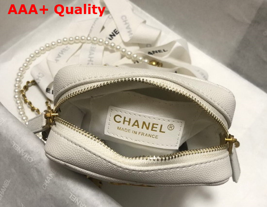 Chanel Phone Bag in White Grained Calfskin Replica