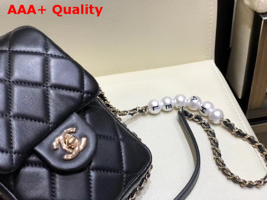 Chanel Phone Holder with Chain Black Replica