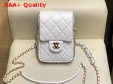 Chanel Phone Holder with Chain White Replica