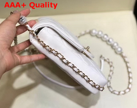 Chanel Phone Holder with Chain White Replica