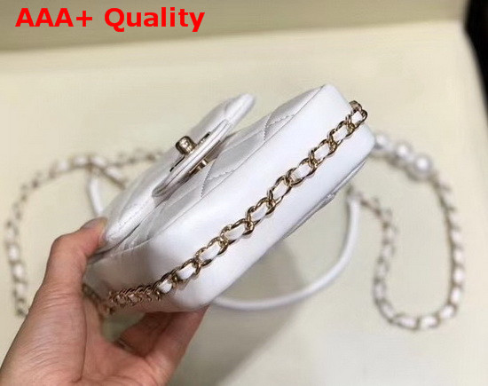 Chanel Phone Holder with Chain White Replica