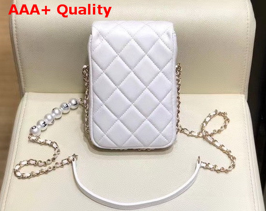 Chanel Phone Holder with Chain White Replica