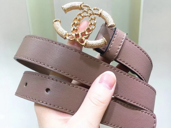 Chanel Pink Leather Belt with Gold CC Buckle