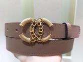 Chanel Pink Leather Belt with Gold CC Buckle