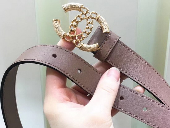 Chanel Pink Leather Belt with Gold CC Buckle