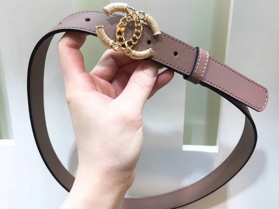 Chanel Pink Leather Belt with Gold CC Buckle