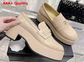 Chanel Platform Loafers in Beige Calfskin Replica