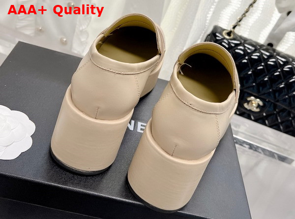 Chanel Platform Loafers in Beige Calfskin Replica