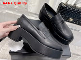 Chanel Platform Loafers in Black Calfskin Replica