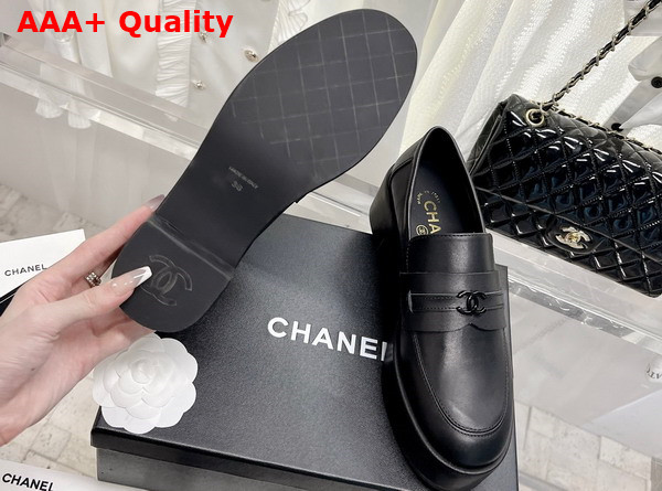 Chanel Platform Loafers in Black Calfskin Replica