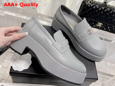 Chanel Platform Loafers in Grey Calfskin Replica