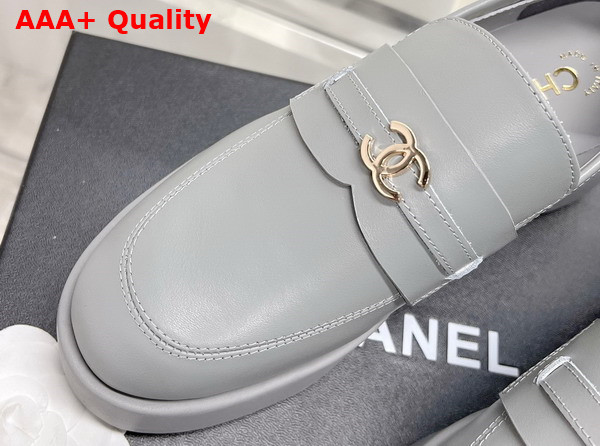 Chanel Platform Loafers in Grey Calfskin Replica