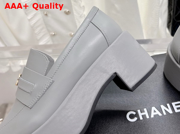 Chanel Platform Loafers in Grey Calfskin Replica