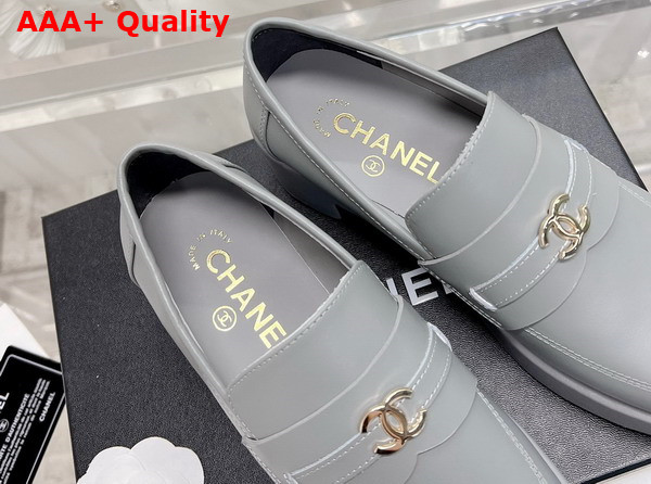 Chanel Platform Loafers in Grey Calfskin Replica