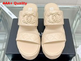 Chanel Platform Mule in Beige Quilted Lambskin Replica