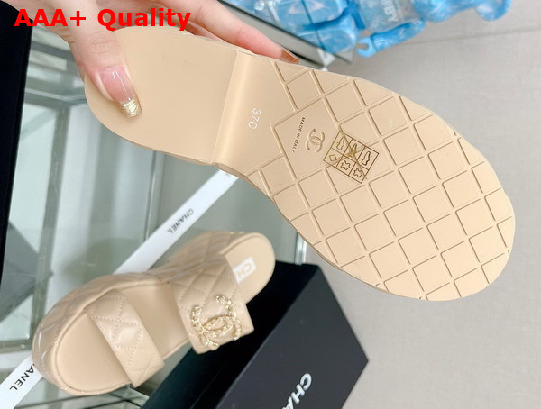 Chanel Platform Mule in Beige Quilted Lambskin Replica