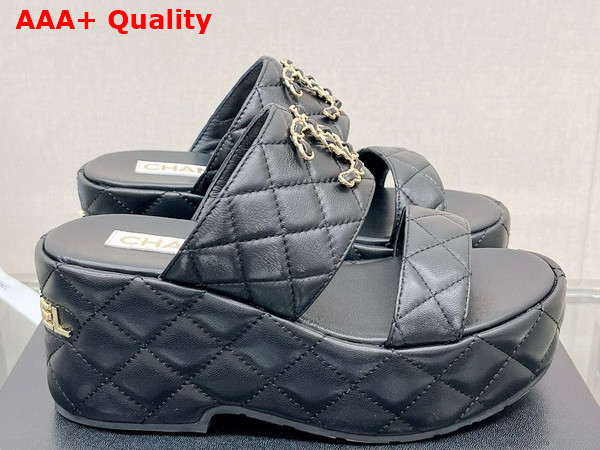 Chanel Platform Mule in Black Quilted Lambskin Replica