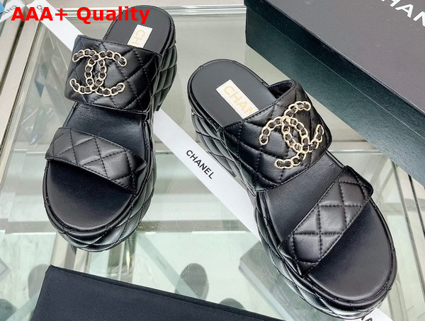 Chanel Platform Mule in Black Quilted Lambskin Replica