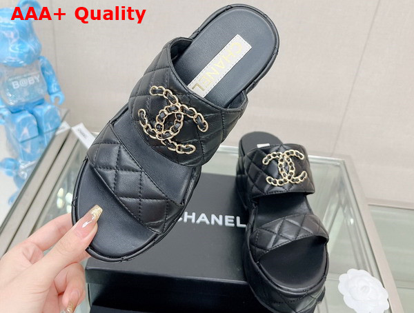 Chanel Platform Mule in Black Quilted Lambskin Replica