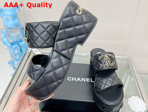 Chanel Platform Mule in Black Quilted Lambskin Replica