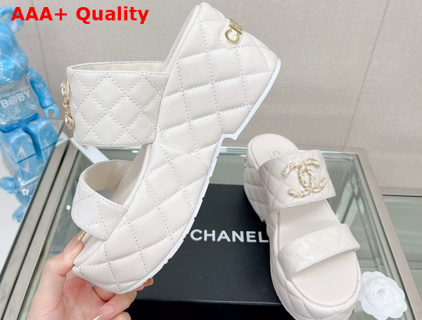 Chanel Platform Mule in White Quilted Lambskin Replica