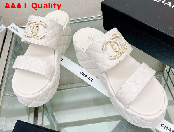 Chanel Platform Mule in White Quilted Lambskin Replica