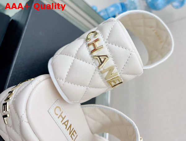 Chanel Platform Mule in White Quilted Lambskin Replica