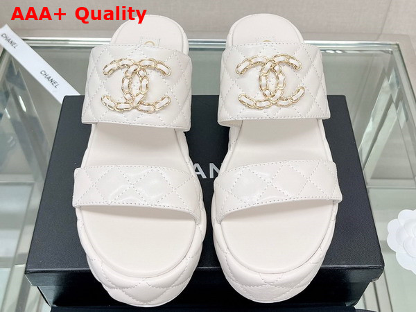 Chanel Platform Mule in White Quilted Lambskin Replica