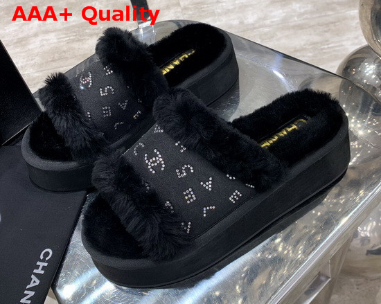 Chanel Platform Mules in Black Sheepskin Replica