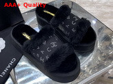 Chanel Platform Mules in Black Sheepskin Replica