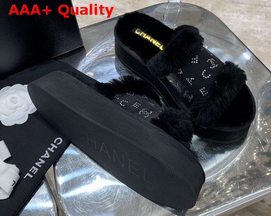 Chanel Platform Mules in Black Sheepskin Replica