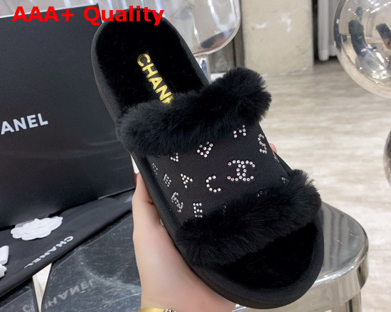 Chanel Platform Mules in Black Sheepskin Replica