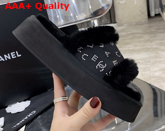 Chanel Platform Mules in Black Sheepskin Replica