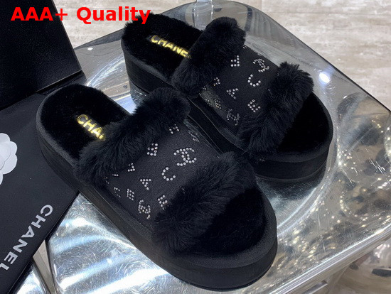 Chanel Platform Mules in Black Sheepskin Replica