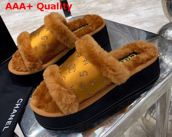 Chanel Platform Mules in Brown Sheepskin Replica