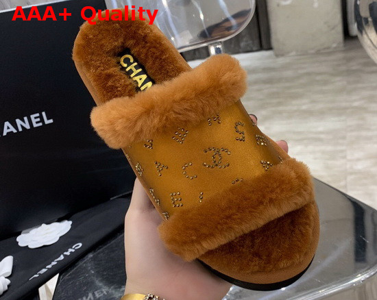 Chanel Platform Mules in Brown Sheepskin Replica