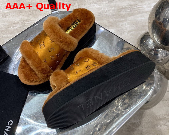 Chanel Platform Mules in Brown Sheepskin Replica