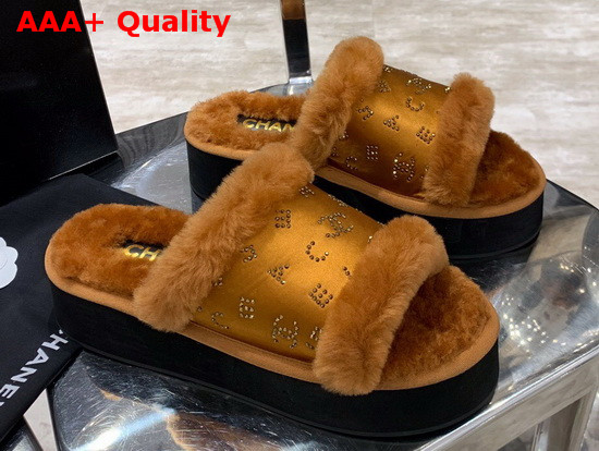 Chanel Platform Mules in Brown Sheepskin Replica