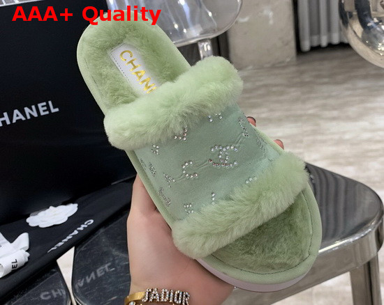 Chanel Platform Mules in Green Sheepskin Replica