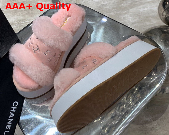 Chanel Platform Mules in Pink Sheepskin Replica