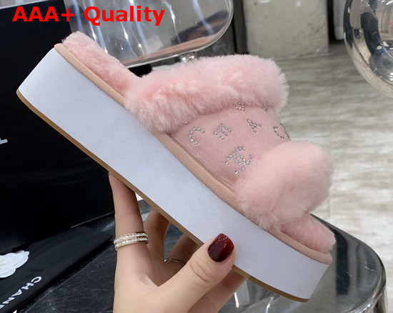 Chanel Platform Mules in Pink Sheepskin Replica