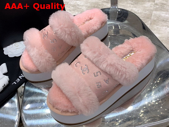 Chanel Platform Mules in Pink Sheepskin Replica