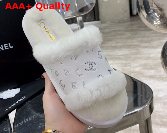 Chanel Platform Mules in White Sheepskin Replica