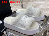 Chanel Platform Mules in White Sheepskin Replica