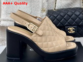 Chanel Platform Sandals in Beige Quilted Lambskin G45567 Replica