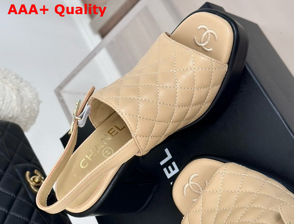 Chanel Platform Sandals in Beige Quilted Lambskin G45567 Replica