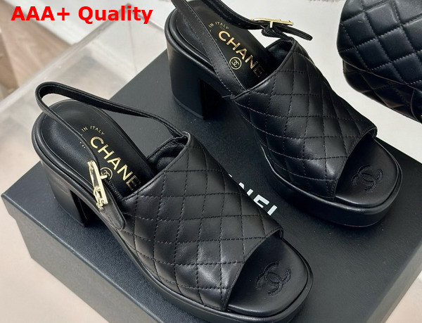 Chanel Platform Sandals in Black Quilted Lambskin G45567 Replica