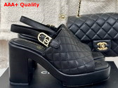 Chanel Platform Sandals in Black Quilted Lambskin G45567 Replica