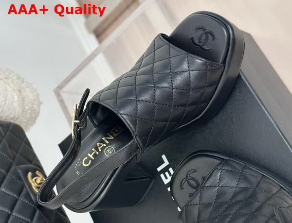 Chanel Platform Sandals in Black Quilted Lambskin G45567 Replica